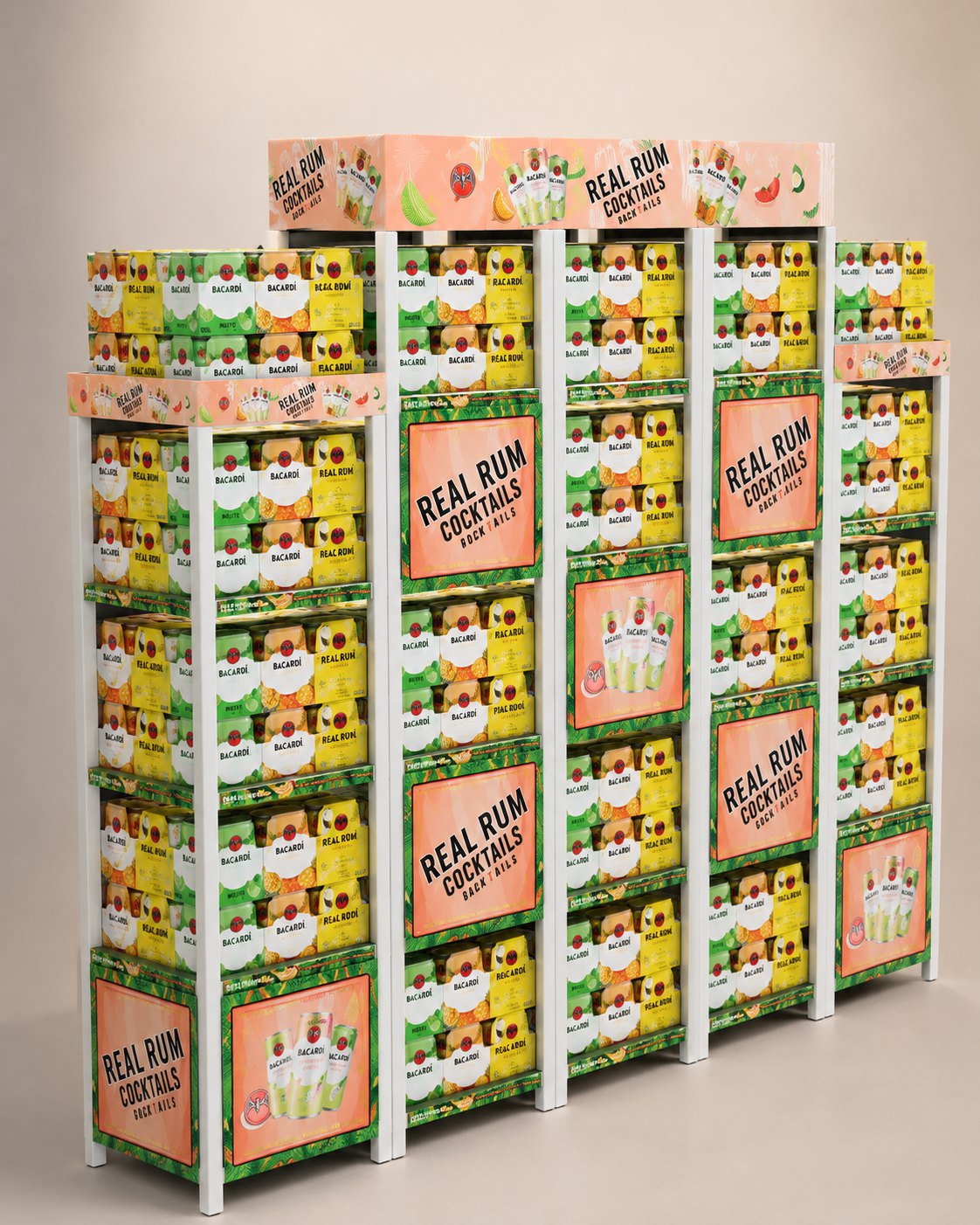 Modular Bacardi Real Rum Cocktails display rack made of recycled materials